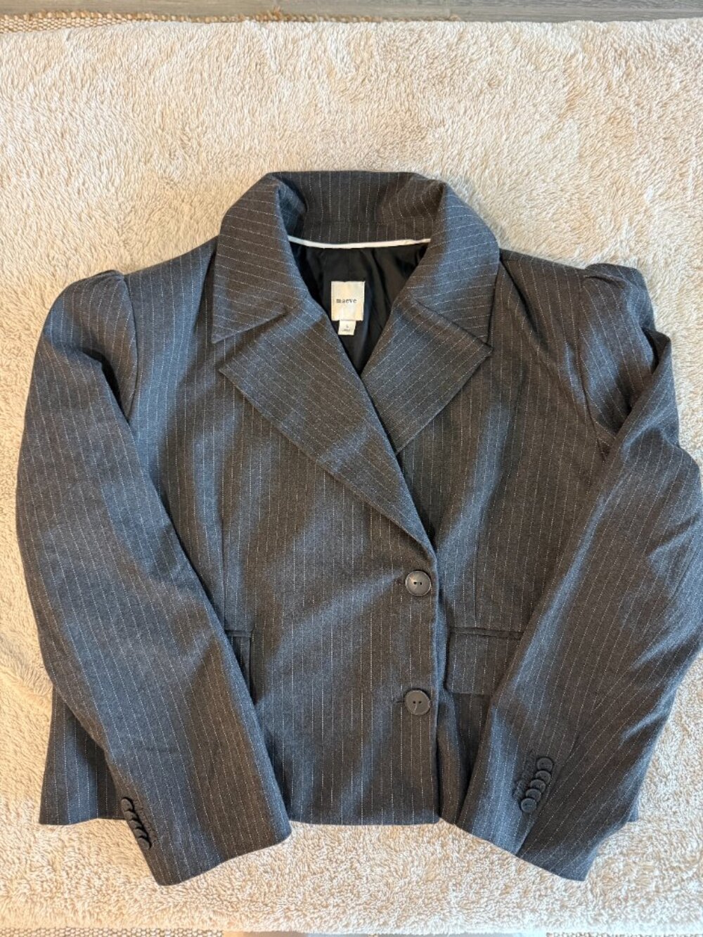 Anthropologie Maeve 80s Boxy Boxy Blazer Jacket Gray Womens Large